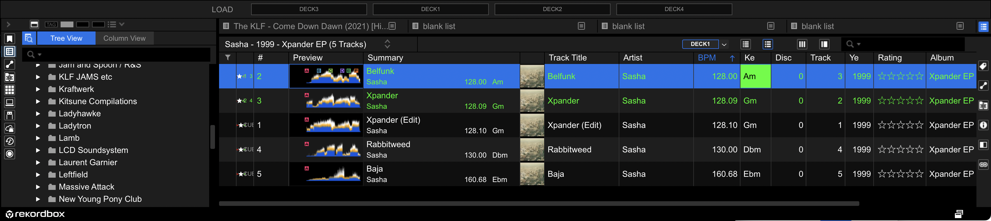 Rekordbox library view