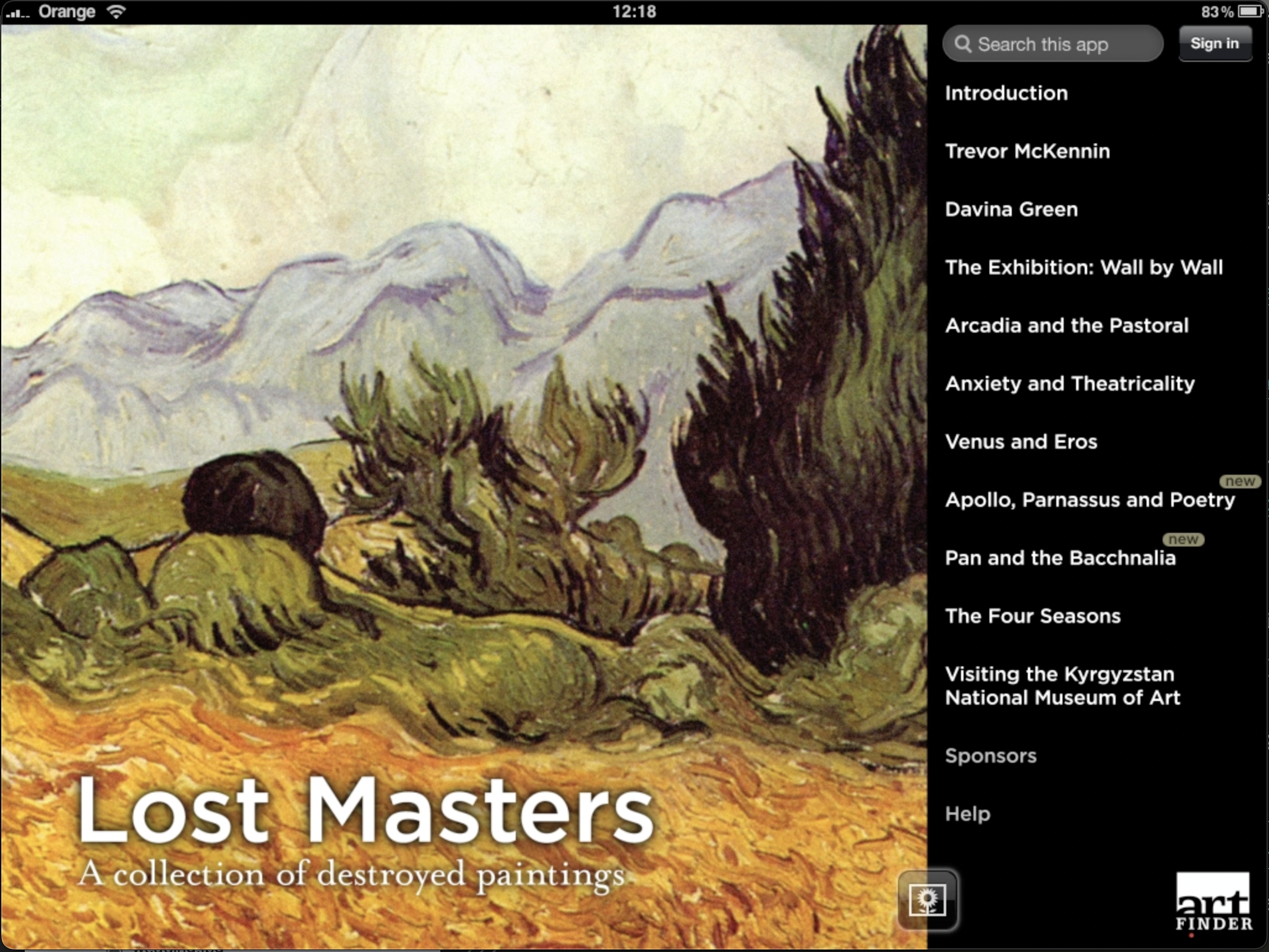 Artfinder iPad app